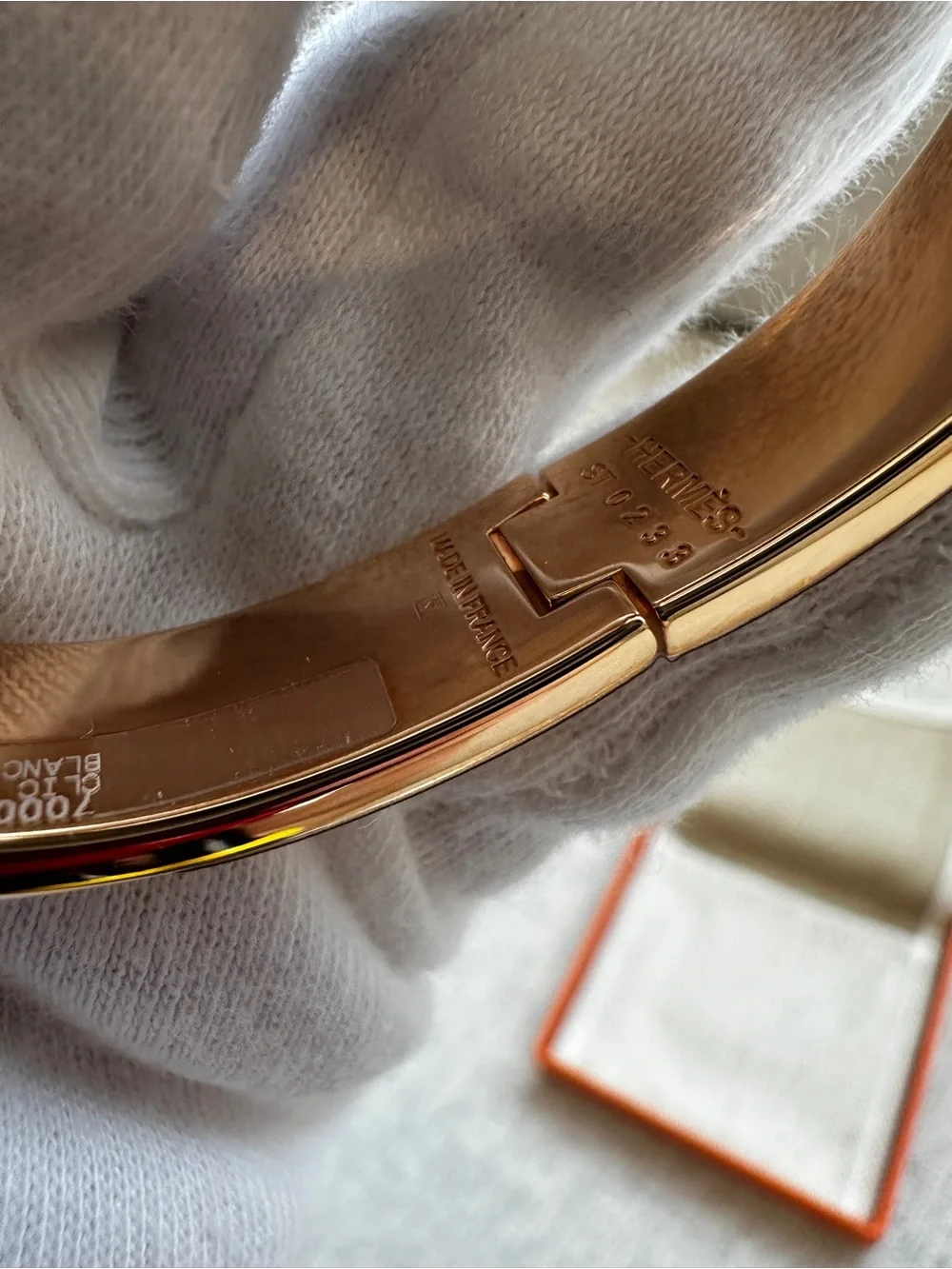 Hermes Clic H bracelet Blanc Rosegold PM